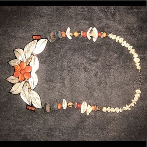 Inlaid mother of pearl necklace handmade Mexico